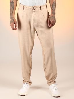 Campus Sutra - Beige Solid Trouser