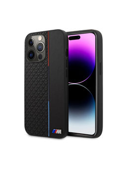 Treemoda - Tricolor Textured Metal Logo Black Leather Case