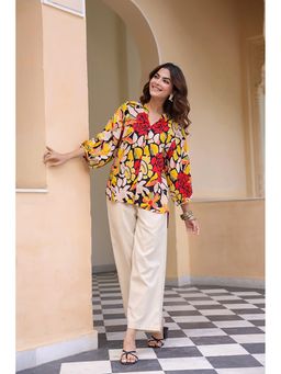 Rain & Rainbow - Women Floral Printed Regular Pure Cotton Tunic With Pant