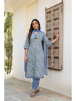 Rain & Rainbow - Women Printed Regular Pure Cotton Kurta With Pant & Dupatta