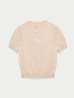 Pomelo - Speckled Short Sleeve Knit Top - Pink