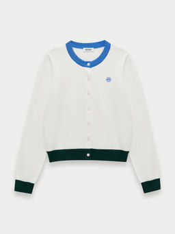 Pomelo - Contrast Trim Cardigan - Ivory