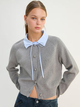 Pomelo - Button Front Cardigan - Dark Grey