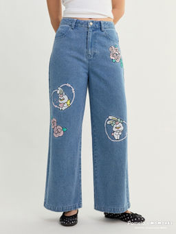 Pomelo - x MOMOREI Wide Leg Jeans - Blue