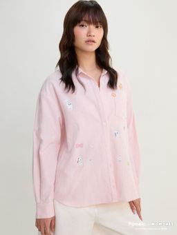 Pomelo - x MOMOREI Pinstripe Shirt - Light Pink