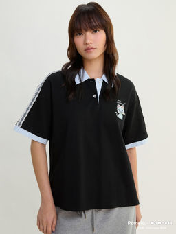 Pomelo - x MOMOREI Gingham Collar Polo Top - Black