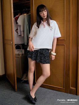 Pomelo - x MOMOREI Gingham Collar Polo Top - White