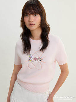 Pomelo - x MOMOREI Graphic Knit Top - Light Pink