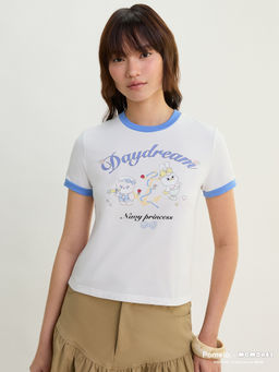 Pomelo - x MOMOREI Graphic Ringer Tee - White