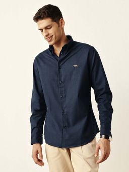 Andamen - Regular Fit Men Navy Oxford Full Sleeve Button Down Casual Shirt