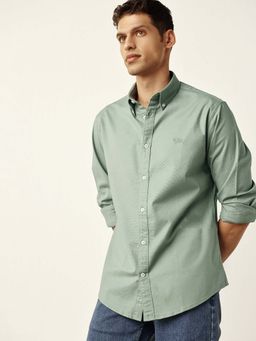 Andamen - Regular Fit Green Men Full Sleeve Stretchable Shirt