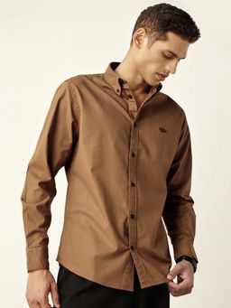 Andamen - Regular Fit Brown Men Full Sleeve Stretchable Shirt