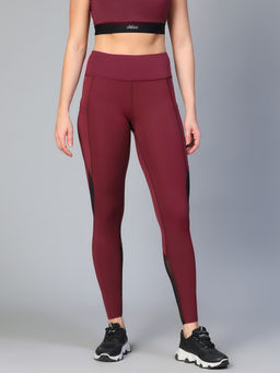 Athlisis - Women Maroon Ankle Fitted Gym Tights