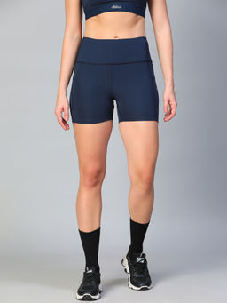 Athlisis - Women Navy Blue Solid Skinny Fit Sports Shorts
