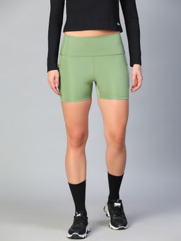 Athlisis - Women Green Solid Skinny Fit Sports Shorts