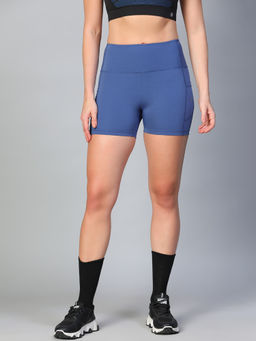 Athlisis - Women Blue Solid Skinny Fit Sports Shorts