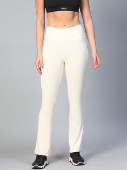 Athlisis - Women Cream Bootcut-Fit Quick Dry Trackpant