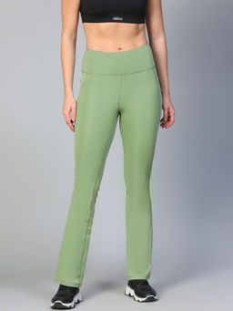 Athlisis - Women Green Bootcut-Fit Quick Dry Trackpant