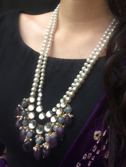 PAYA - Amethyst and Kundan Long Layered Necklace