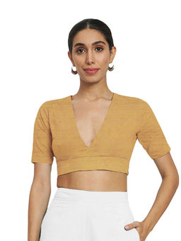 Thevasa - Gold Solid Stitched Blouse