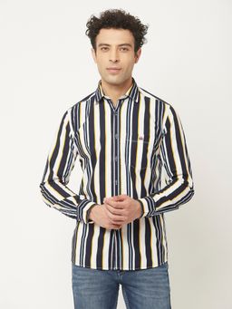 CRIMSOUNE CLUB - Men Barcode Striped Shirt with Logo Detailing
