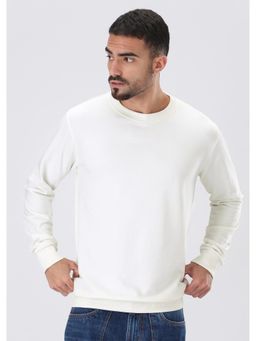 Banana Club - White Solid Regular Fit Sweatshirt