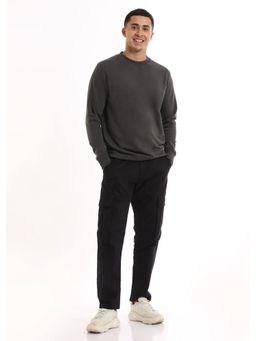 Banana Club - Grey Solid Regular Fit Sweatshirt