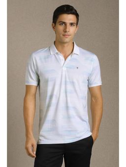 Louis Philippe - White Printed Slim Fit Polo T-Shirt