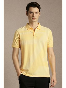 Louis Philippe - Yellow Self Design Regular Fit Polo T-Shirt