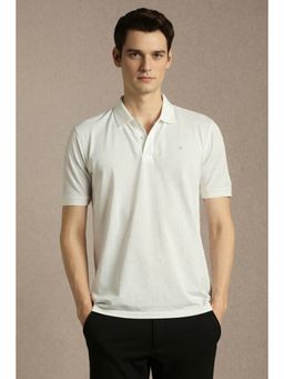 Louis Philippe - White Printed Regular Fit Polo T-Shirt