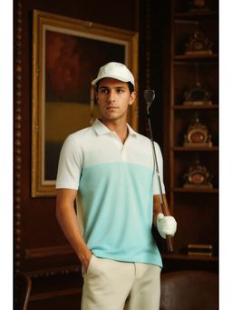 Louis Philippe - Blue Printed Regular Fit Polo T-Shirt