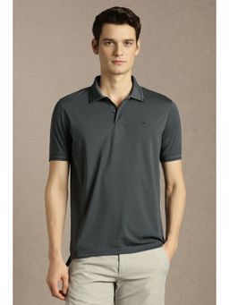 Louis Philippe - Grey Solid Regular Fit Polo T-Shirt