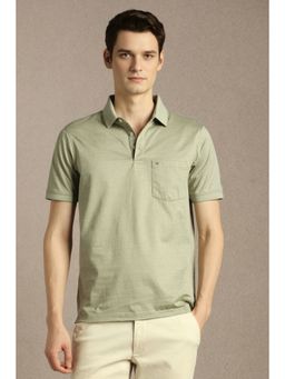 Louis Philippe - Olive Textured Regular Fit Polo T-Shirt
