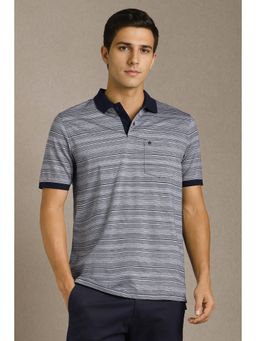 Louis Philippe - White Stripes Regular Fit Polo T-Shirt