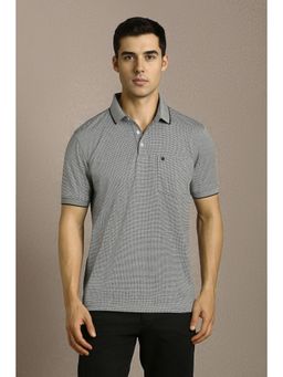 Louis Philippe - Black Printed Regular Fit Polo T-Shirt