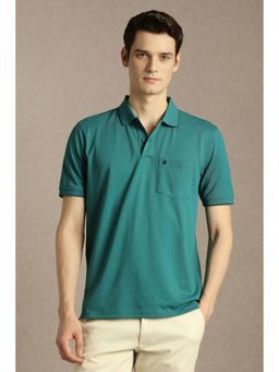 Louis Philippe - Green Solid Regular Fit Polo T-Shirt