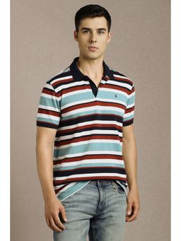 Louis Philippe - Multi-Color Stripes Slim Fit Polo T-Shirt