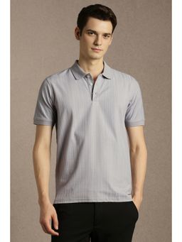 Louis Philippe - Grey Textured Regular Fit Polo T-Shirt