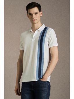 Louis Philippe - White Stripes Slim Fit Polo T-Shirt