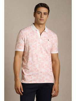 Louis Philippe - Pink Printed Slim Fit Polo T-Shirt