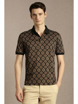Louis Philippe - Black Printed Regular Fit Polo T-Shirt