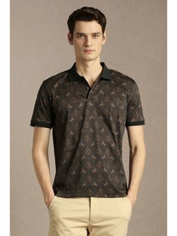 Louis Philippe - Black Printed Regular Fit Polo T-Shirt