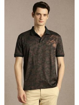 Louis Philippe - Black Printed Regular Fit Polo T-Shirt