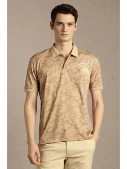 Louis Philippe - Beige Printed Regular Fit Polo T-Shirt