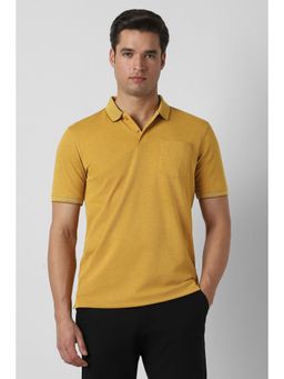 Peter England - Yellow Solid Regular Fit Polo T-Shirt