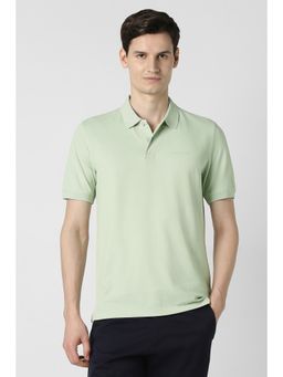Peter England - Green Textured Regular Fit Polo T-Shirt