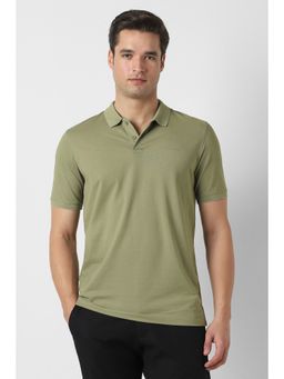 Peter England - Olive Solid Regular Fit Polo T-Shirt