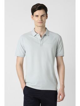 Peter England - Grey Solid Regular Fit Polo T-Shirt