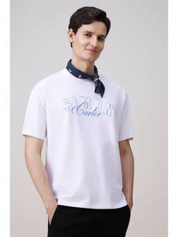 Simon Carter - White Solid Relaxed Fit T-Shirt