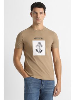 Van Heusen - Beige Graphic Regular Fit T-Shirt